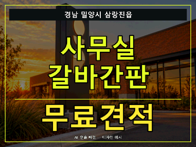 경남 밀양시 삼랑진읍 사무실 갈바간판 무료견적 안내 썸네일 · AI 연출 배경