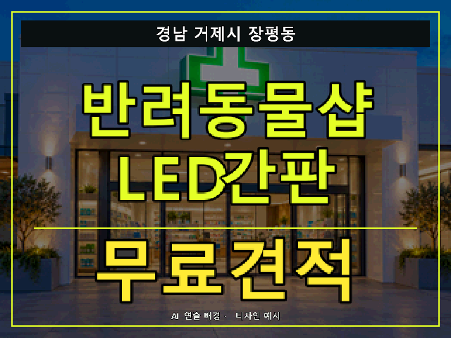 경남 거제시 장평동 반려동물샵 LED간판 무료견적 안내 썸네일 · AI 연출 배경