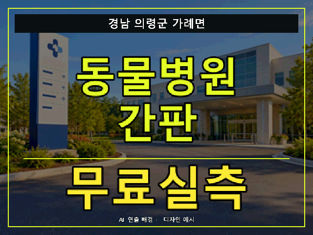 경남 의령군 가례면 동물병원 간판 무료실측 안내 썸네일 · AI 연출 배경