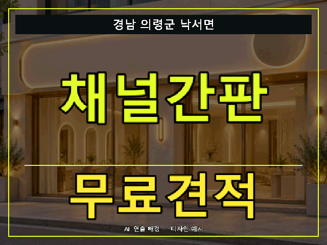 경남 의령군 낙서면 채널간판 무료견적 안내 썸네일 · AI 연출 배경