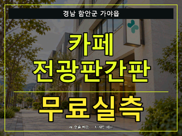 경남 함안군 가야읍 카페 전광판간판 무료실측 안내 썸네일 · AI 연출 배경