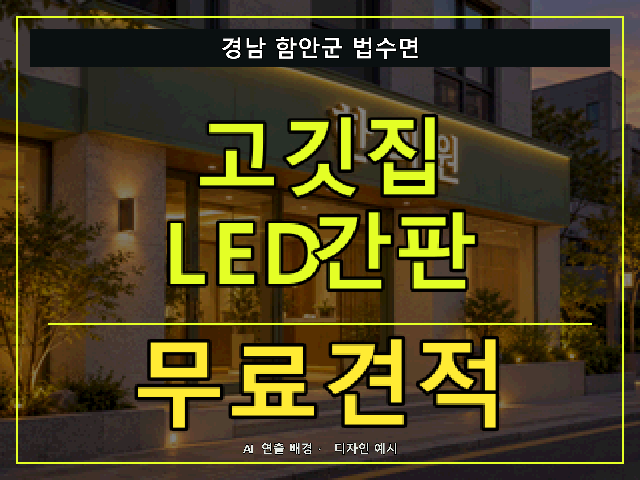 경남 함안군 법수면 고깃집 LED간판 무료견적 안내 썸네일 · AI 연출 배경