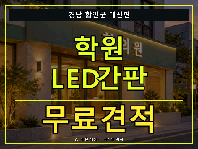경남 함안군 대산면 학원 LED간판 무료견적 안내 썸네일 · AI 연출 배경