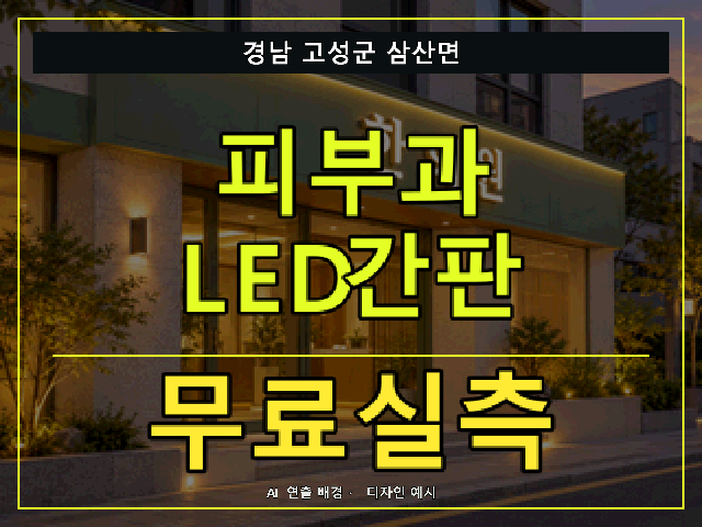 경남 고성군 삼산면 피부과 LED간판 무료실측 안내 썸네일 · AI 연출 배경