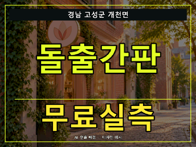 경남 고성군 개천면 돌출간판 무료실측 안내 썸네일 · AI 연출 배경