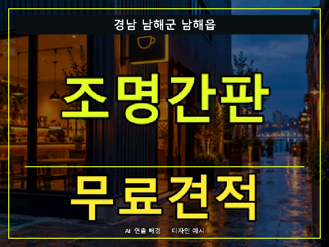 경남 남해군 남해읍 조명간판 무료견적 안내 썸네일 · AI 연출 배경