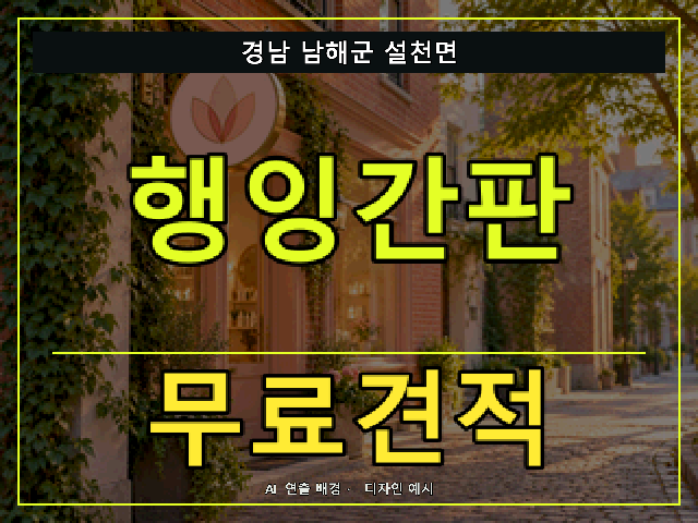 경남 남해군 설천면 행잉간판 무료견적 안내 썸네일 · AI 연출 배경