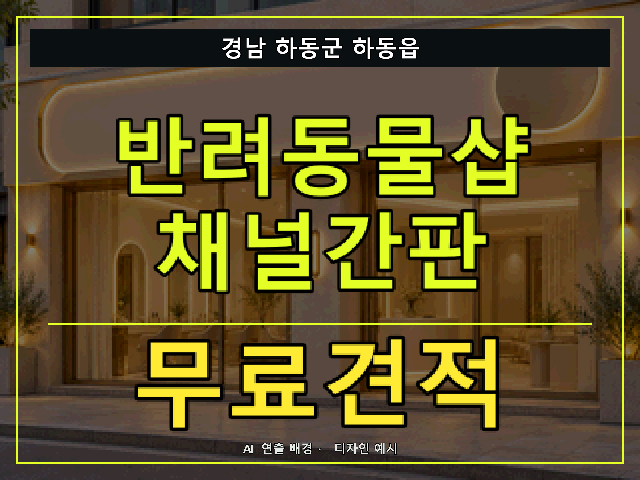 경남 하동군 하동읍 반려동물샵 채널간판 무료견적 안내 썸네일 · AI 연출 배경