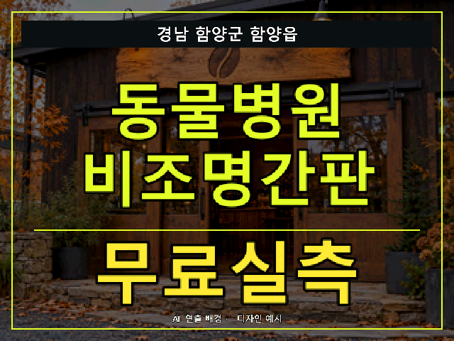 경남 함양군 함양읍 동물병원 비조명간판 무료실측 안내 썸네일 · AI 연출 배경