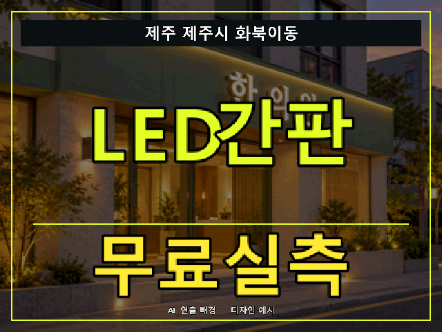 제주 제주시 화북이동 LED간판 무료실측 안내 썸네일 · AI 연출 배경