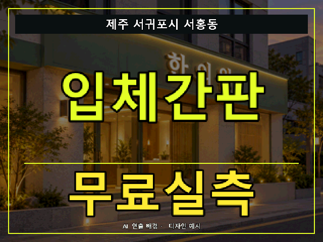 제주 서귀포시 서홍동 입체간판 무료실측 안내 썸네일 · AI 연출 배경