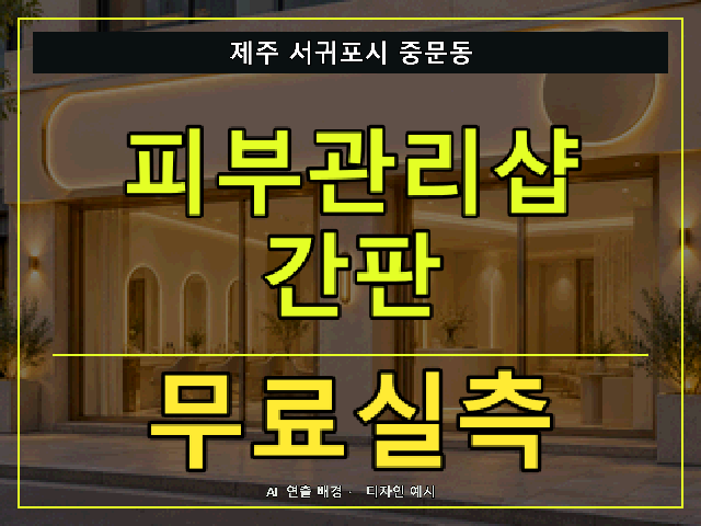 제주 서귀포시 중문동 피부관리샵 간판 무료실측 안내 썸네일 · AI 연출 배경