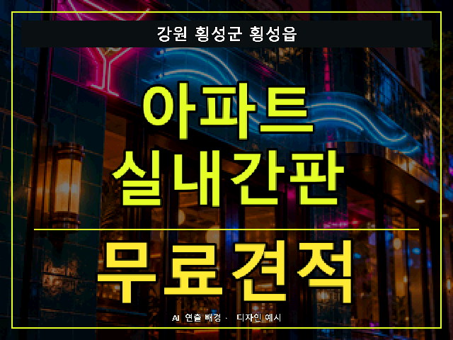 강원 횡성군 횡성읍 아파트 실내간판 무료견적 안내 썸네일 · AI 연출 배경