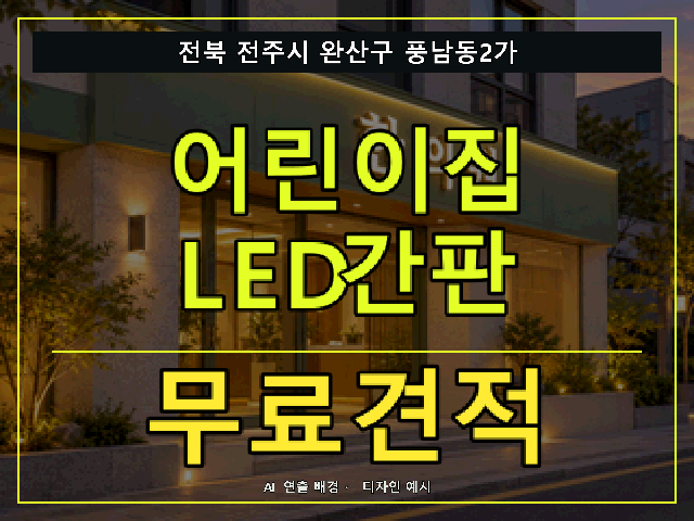 전북 전주시 완산구 풍남동2가 어린이집 LED간판 무료견적 안내 썸네일 · AI 연출 배경