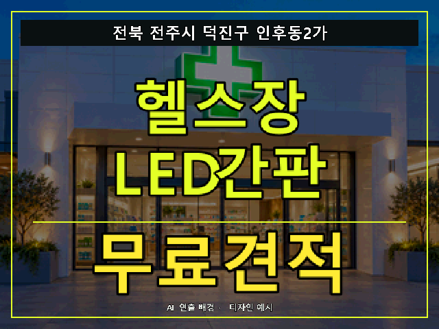 전북 전주시 덕진구 인후동2가 헬스장 LED간판 무료견적 안내 썸네일 · AI 연출 배경
