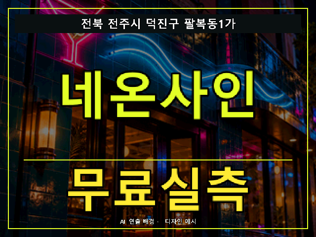 전북 전주시 덕진구 팔복동1가 네온사인 무료실측 안내 썸네일 · AI 연출 배경