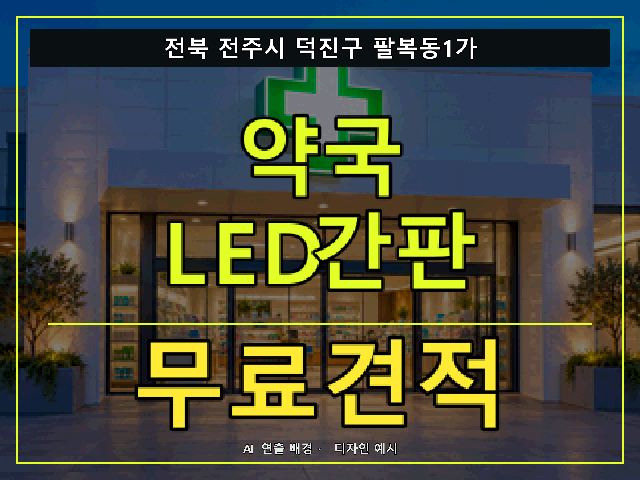전북 전주시 덕진구 팔복동1가 약국 LED간판 무료견적 안내 썸네일 · AI 연출 배경