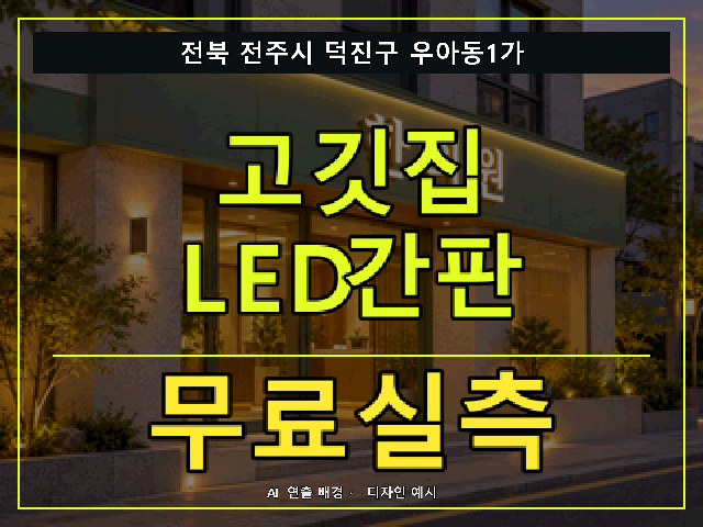 전북 전주시 덕진구 우아동1가 고깃집 LED간판 무료실측 안내 썸네일 · AI 연출 배경