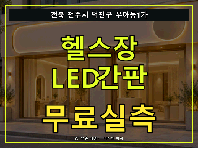 전북 전주시 덕진구 우아동1가 헬스장 LED간판 무료실측 안내 썸네일 · AI 연출 배경