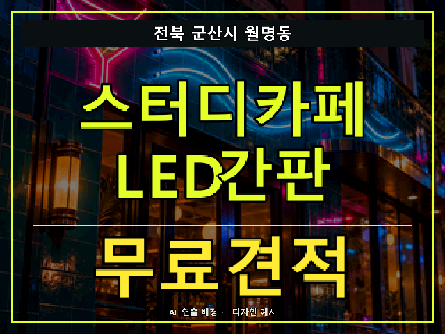 전북 군산시 월명동 스터디카페 LED간판 무료견적 안내 썸네일 · AI 연출 배경