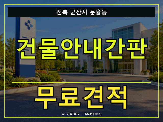 전북 군산시 둔율동 건물안내간판 무료견적 안내 썸네일 · AI 연출 배경