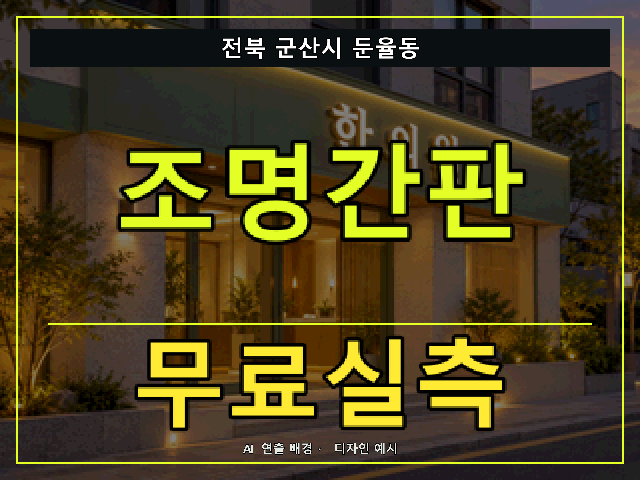 전북 군산시 둔율동 조명간판 무료실측 안내 썸네일 · AI 연출 배경