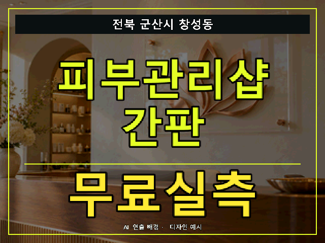 전북 군산시 창성동 피부관리샵 간판 무료실측 안내 썸네일 · AI 연출 배경