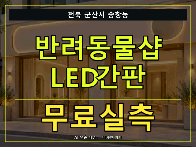 전북 군산시 송창동 반려동물샵 LED간판 무료실측 안내 썸네일 · AI 연출 배경