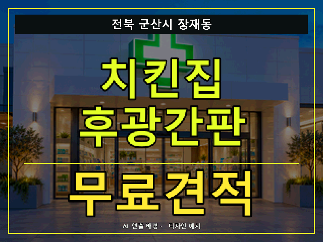 전북 군산시 장재동 치킨집 후광간판 무료견적 안내 썸네일 · AI 연출 배경