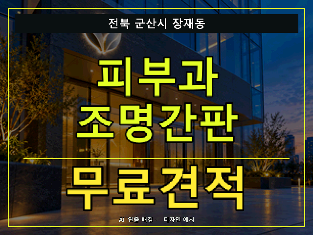 전북 군산시 장재동 피부과 조명간판 무료견적 안내 썸네일 · AI 연출 배경