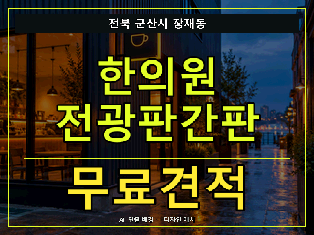 전북 군산시 장재동 한의원 전광판간판 무료견적 안내 썸네일 · AI 연출 배경