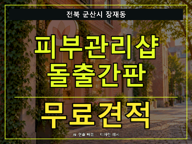 전북 군산시 장재동 피부관리샵 돌출간판 무료견적 안내 썸네일 · AI 연출 배경