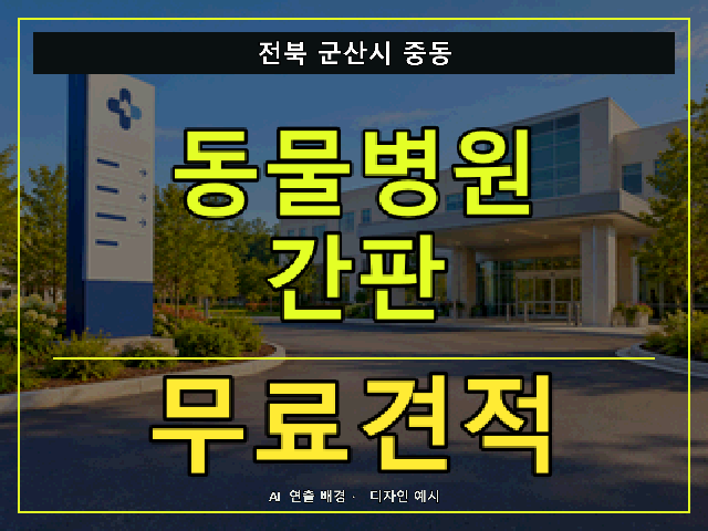 전북 군산시 중동 동물병원 간판 무료견적 안내 썸네일 · AI 연출 배경
