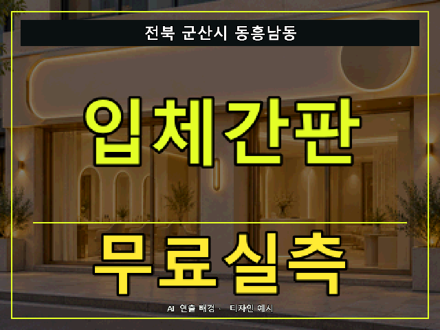 전북 군산시 동흥남동 입체간판 무료실측 안내 썸네일 · AI 연출 배경