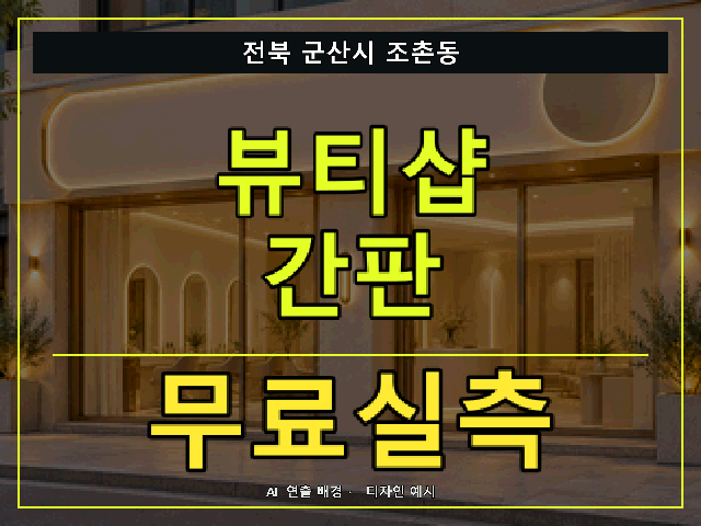 전북 군산시 조촌동 뷰티샵 간판 무료실측 안내 썸네일 · AI 연출 배경