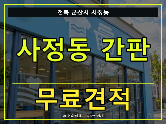 전북 군산시 사정동 간판 제작 무료견적 안내 썸네일 · AI 연출 배경