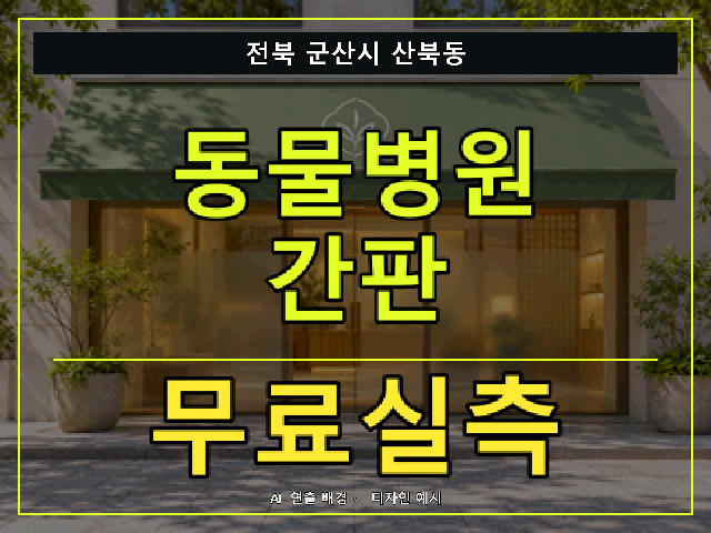 전북 군산시 산북동 동물병원 간판 무료실측 안내 썸네일 · AI 연출 배경
