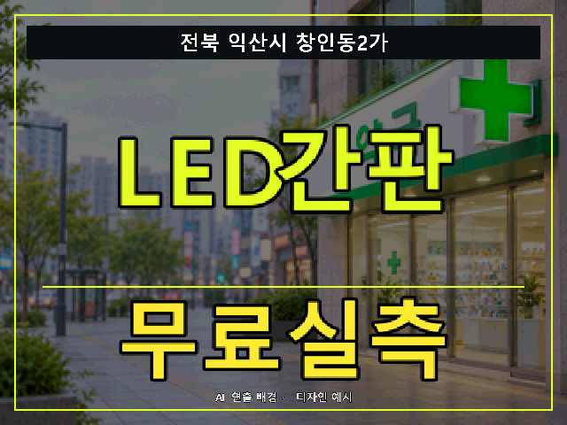 전북 익산시 창인동2가 LED간판 무료실측 안내 썸네일 · AI 연출 배경