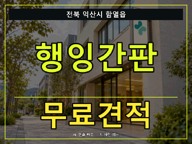 전북 익산시 함열읍 행잉간판 무료견적 안내 썸네일 · AI 연출 배경