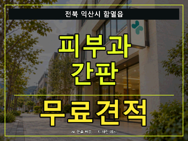 전북 익산시 함열읍 피부과 간판 무료견적 안내 썸네일 · AI 연출 배경