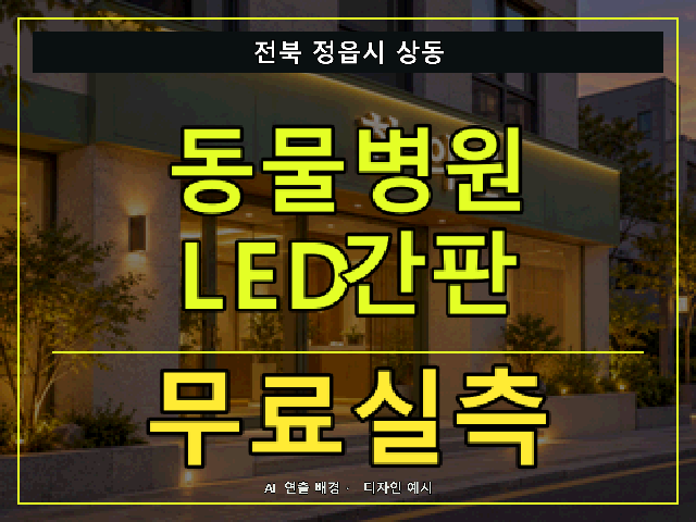 전북 정읍시 상동 동물병원 LED간판 무료실측 안내 썸네일 · AI 연출 배경