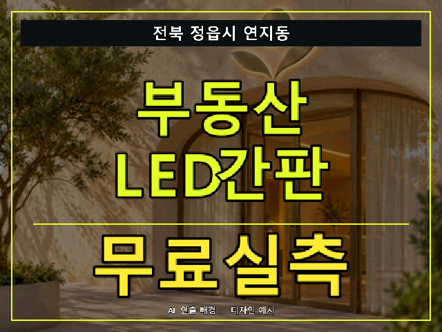 전북 정읍시 연지동 부동산 LED간판 무료실측 안내 썸네일 · AI 연출 배경