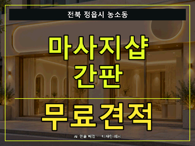 전북 정읍시 농소동 마사지샵 간판 무료견적 안내 썸네일 · AI 연출 배경