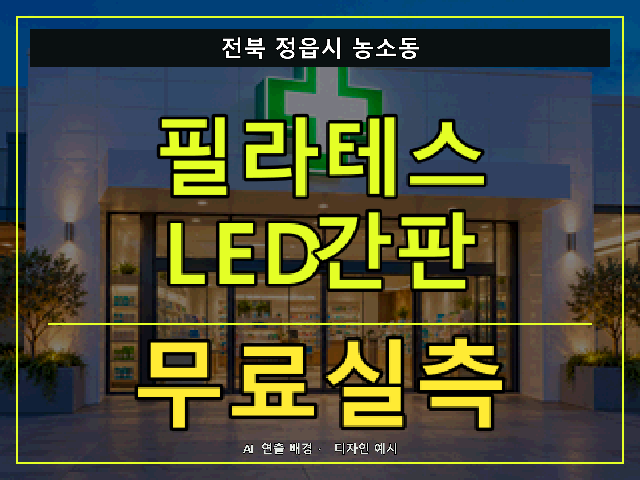 전북 정읍시 농소동 필라테스 LED간판 무료실측 안내 썸네일 · AI 연출 배경