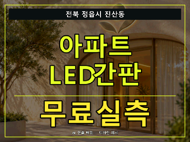 전북 정읍시 진산동 아파트 LED간판 무료실측 안내 썸네일 · AI 연출 배경