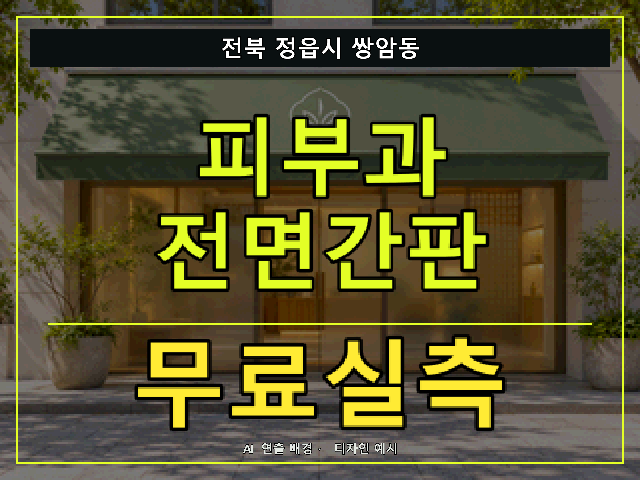 전북 정읍시 쌍암동 피부과 전면간판 무료실측 안내 썸네일 · AI 연출 배경