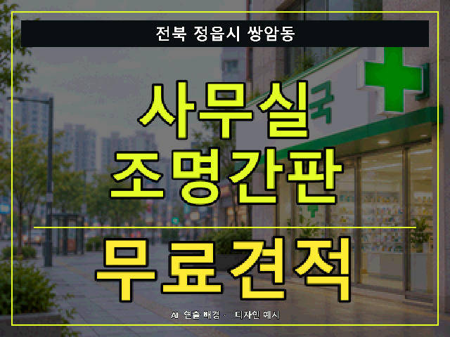 전북 정읍시 쌍암동 사무실 조명간판 무료견적 안내 썸네일 · AI 연출 배경