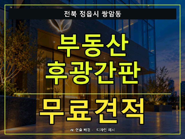 전북 정읍시 쌍암동 부동산 후광간판 무료견적 안내 썸네일 · AI 연출 배경