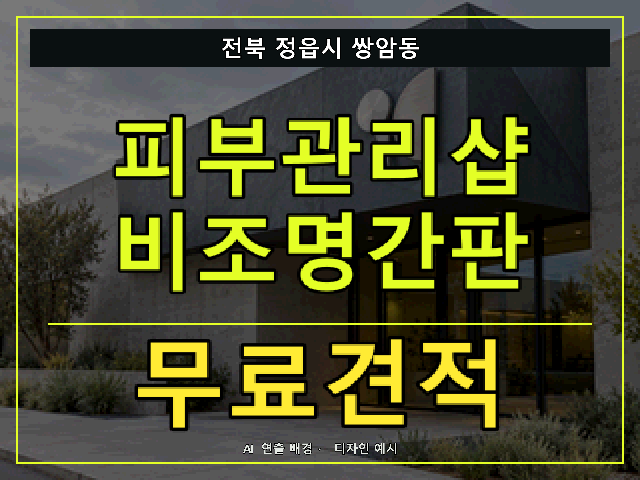 전북 정읍시 쌍암동 피부관리샵 비조명간판 무료견적 안내 썸네일 · AI 연출 배경