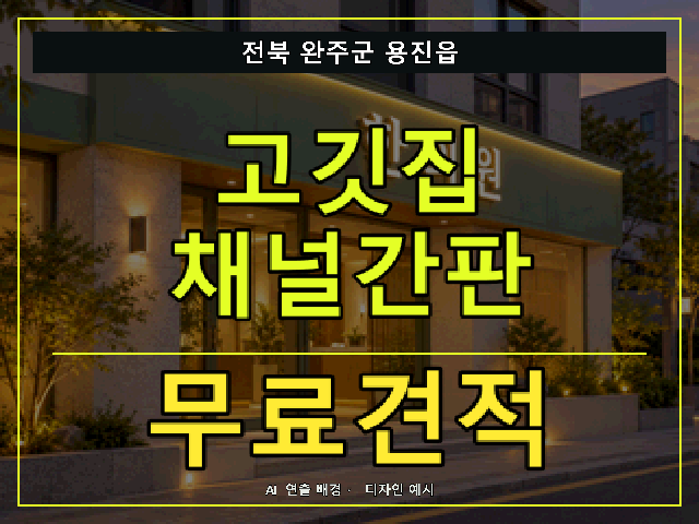 전북 완주군 용진읍 고깃집 채널간판 무료견적 안내 썸네일 · AI 연출 배경